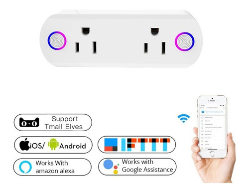 Enchufe Inteligente Wifi Externo de Doble Toma de Corriente